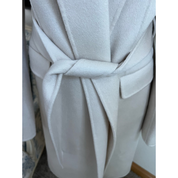 New Women's Quince Ivory 100% Cashmere Double-Faced Wrap Coat M - Picture 2 of 7